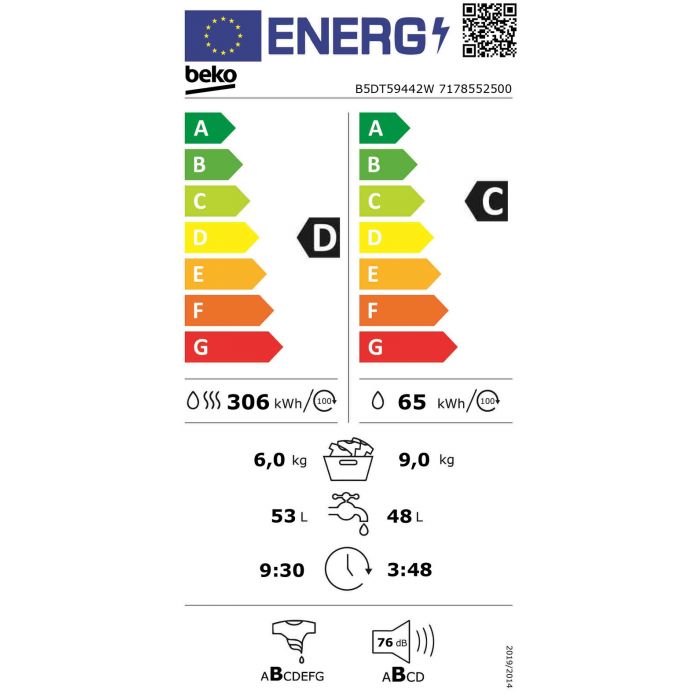 BEKO B5DT59442W was- droogcombinatie BEKO B5DT59442W was- droogcombinatie