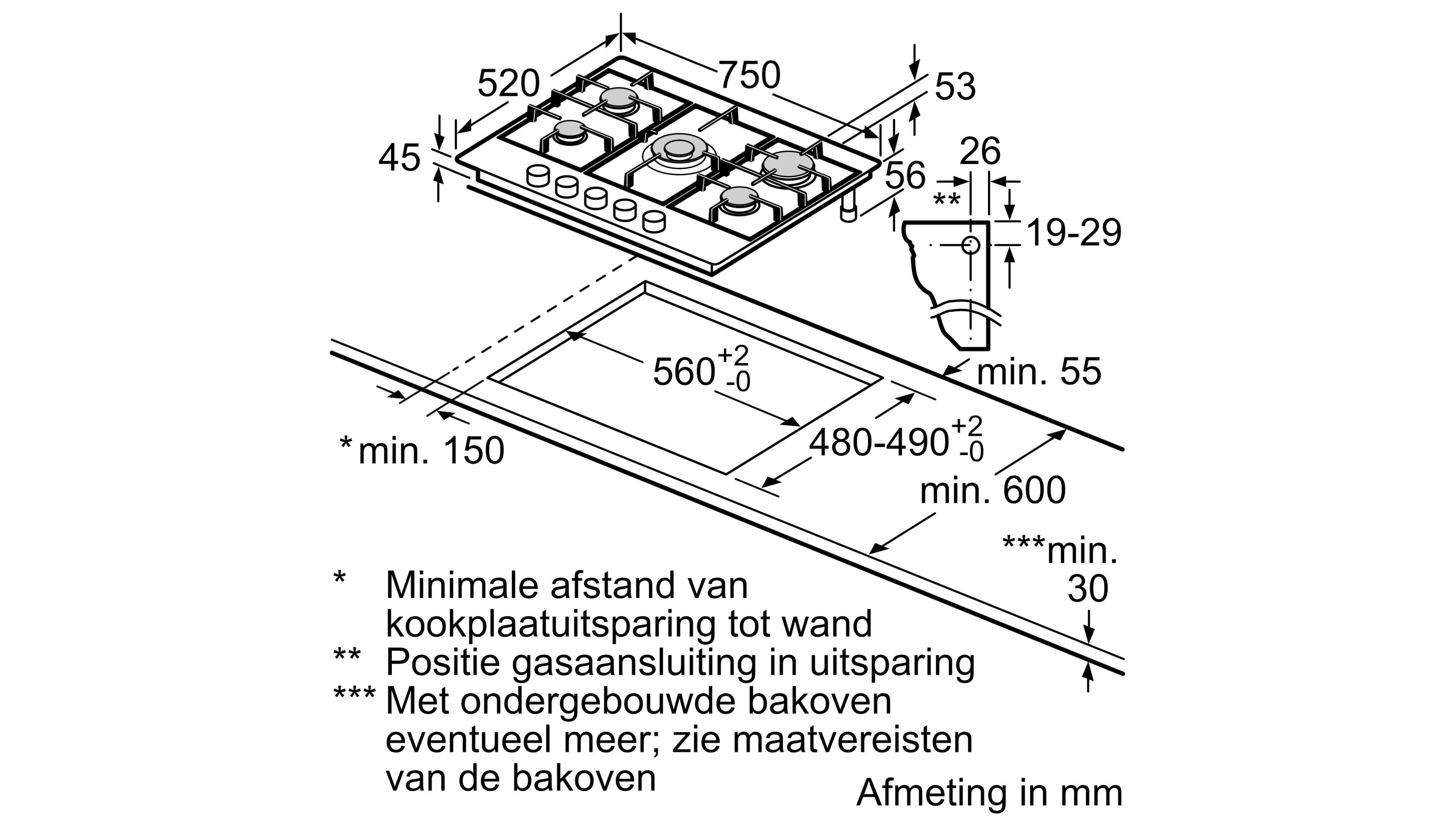 BOSCH PCQ7A5B90 SERIE 6 gaskookplaat - 75cm BOSCH PCQ7A5B90 SERIE 6 gaskookplaat - 75cm